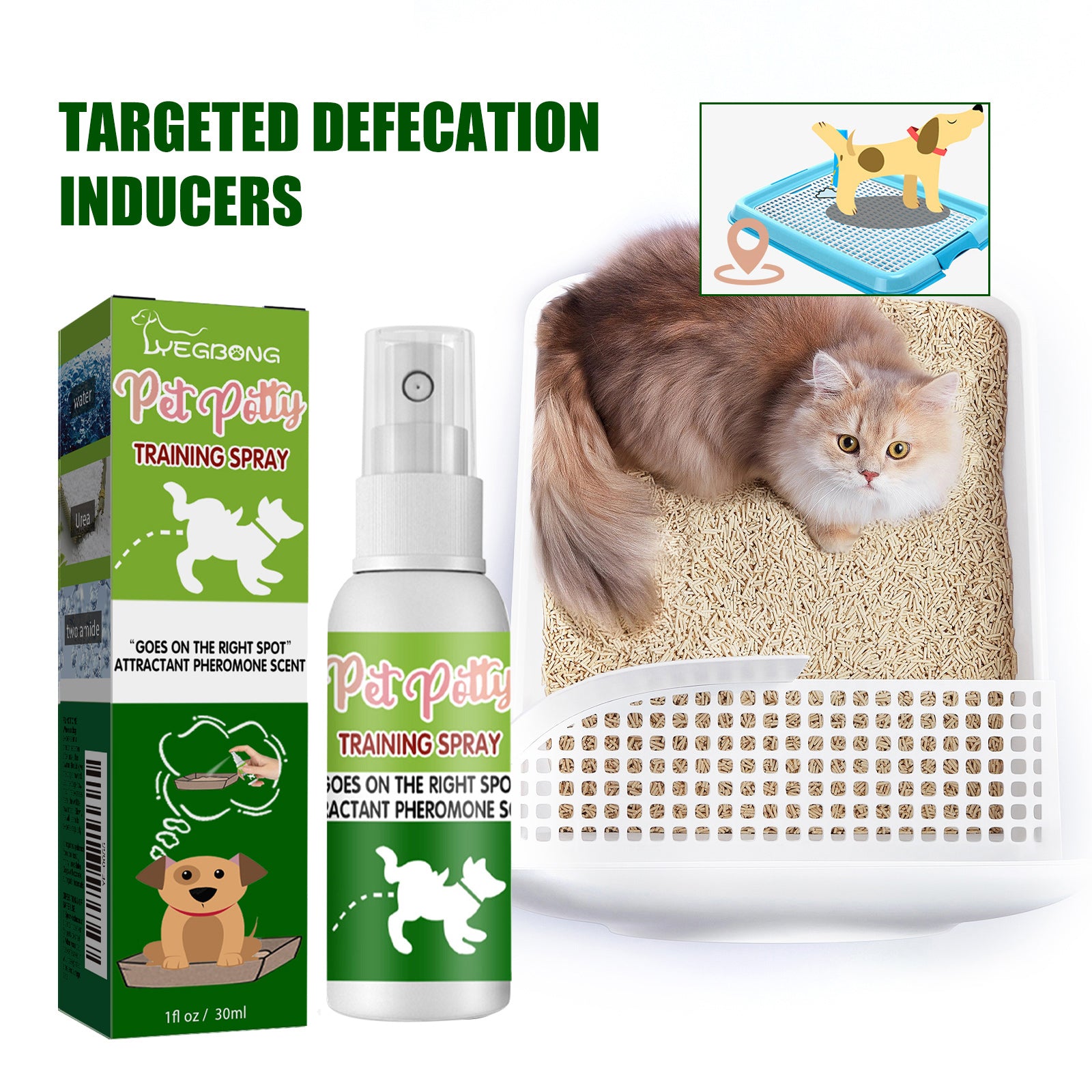 Pet location and defecation inducer